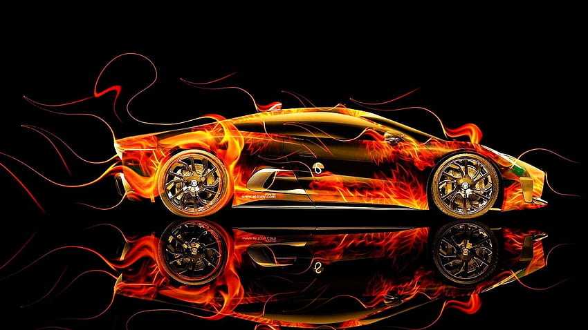 Design Talent Showcase â Brings Sensual Elements Fire and Water to YOUR Car 17, Car with Flames HD wallpaper